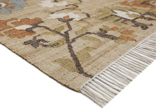 Multi Size Tan Brown Sage Color Hand Woven Kilim Jute Traditional Oriental Rug