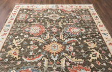 8'11''x11'10'' Hand Knotted Wool Brown, Beige Oushak Arts and Crafts Rug