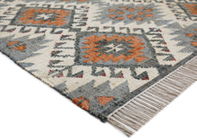 Multi Size Ivory Gray Slate Color Hand Woven Kilim Jute Southwestern Oriental Rug
