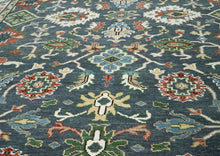 10x14 Blue, Slate, Ivory Color Hand Knotted Oushak Wool Arts and Crafts Oriental Rug