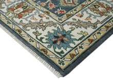 10x14 Blue, Slate, Ivory Color Hand Knotted Oushak Wool Arts and Crafts Oriental Rug
