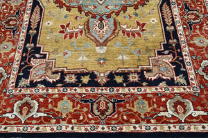 LoomBloom 6' 1'' x8' 10'' Gold Hand Knotted Traditional Oushak Wool Oriental Area Rug - Oriental Rug Of Houston