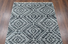 4x6 Dark Gray, Silver, Color Hand Knotted Oushak Wool  Oriental Rug