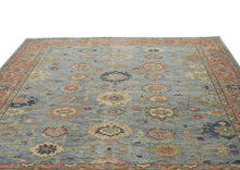 10x14 Blue, Rose, Lime Color Hand Knotted Oushak Wool Arts and Crafts Oriental Rug