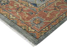 10x14 Blue, Rose, Lime Color Hand Knotted Oushak Wool Arts and Crafts Oriental Rug