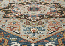 10x14 Gray, Dark Green, Blue Color Hand Knotted Oushak Wool  Oriental Rug