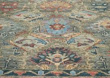 10x14 Gray, Moss, Rose Color Hand Knotted Oushak Wool Arts and Crafts Oriental Rug