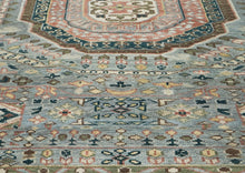 10x14 Slate, Rose, Green Color Hand Knotted Oushak Wool Traditional Oriental Rug
