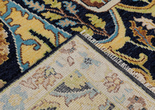 Multi Size Navy Mint Ivory Color Hand Knotted Oushak Wool  Oriental Rug