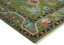 Multi Size Green Pink Navy Color Hand Knotted Oushak Wool Traditional Oriental Rug