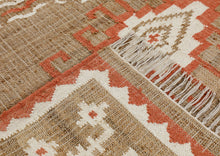 Multi Size Tan Orange Ivory Color Hand Woven Kilim Jute Southwestern Oriental Rug