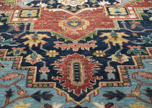 10x14 Rust, Navy, Ivory Color Hand Knotted Oushak Wool  Oriental Rug
