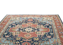 10x14 Rust, Navy, Ivory Color Hand Knotted Oushak Wool  Oriental Rug