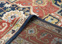 10x14 Rust, Navy, Ivory Color Hand Knotted Oushak Wool  Oriental Rug