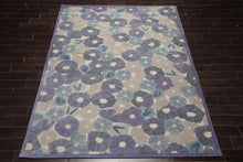 LoomBloom Multi Size Denim Hand Tufted Contemporary Botanical Wool and Faux Silk Oriental Area Rug