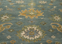 10x14 Seledon, Gold, Ivory Color Hand Knotted Oushak Wool Arts and Crafts Oriental Rug