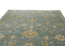 10x14 Seledon, Gold, Ivory Color Hand Knotted Oushak Wool Arts and Crafts Oriental Rug