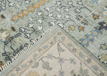 10x14 Slate, Ivory, Blue Color Hand Knotted Oushak Wool Transitional Oriental Rug