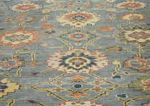 10x14 Blue, Rose, peach Color Hand Knotted Oushak Wool Arts and Crafts Oriental Rug