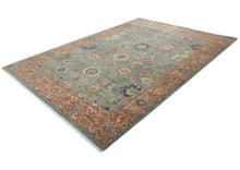 10x14 Blue, Rose, peach Color Hand Knotted Oushak Wool Arts and Crafts Oriental Rug