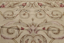 5'5''x7'8" Beige Hand Woven Floral French Country Flatweave Aubusson Wool Oriental Area Rug