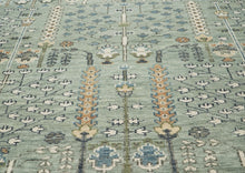 10x14 Slate, Beige, Blue Color Hand Knotted Oushak Wool Transitional Oriental Rug
