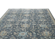 10x14 Blue, Beige, Tan Color Hand Knotted Oushak Wool Arts and Crafts Oriental Rug