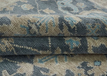 10x14 Blue, Beige, Tan Color Hand Knotted Oushak Wool Arts and Crafts Oriental Rug