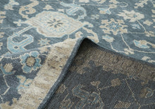 10x14 Blue, Beige, Tan Color Hand Knotted Oushak Wool Arts and Crafts Oriental Rug
