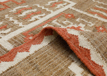 Multi Size Tan Orange Ivory Color Hand Woven Kilim Jute Southwestern Oriental Rug