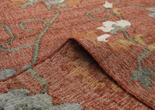 Multi Size Rust Sage Ivory Color Hand Woven Kilim Jute Traditional Oriental Rug