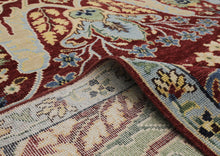 9x12 Hand Knotted Wool Wine Mint Oushak Arts & Crafts Area Rug