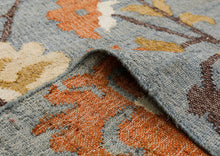 Multi Size Slate Blue Orange Color Hand Woven Kilim Jute Traditional Oriental Rug