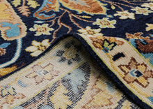 Multi Size Navy Mint Ivory Color Hand Knotted Oushak Wool  Oriental Rug