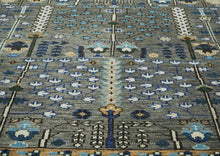 10x14 Gray, Tan, Blue Color Hand Knotted Oushak Wool Transitional Oriental Rug