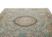 10x14 Slate, Green, Rose Color Hand Knotted Oushak Wool Traditional Oriental Rug