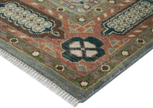 10x14 Slate, Green, Rose Color Hand Knotted Oushak Wool Traditional Oriental Rug