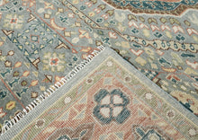 10x14 Slate, Green, Rose Color Hand Knotted Oushak Wool Traditional Oriental Rug