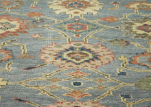 10x14 Blue, Rose, peach Color Hand Knotted Oushak Wool Arts and Crafts Oriental Rug