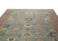 10x14 Blue, Rose, peach Color Hand Knotted Oushak Wool Arts and Crafts Oriental Rug