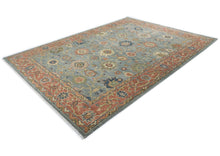 10x14 Blue, Rose, peach Color Hand Knotted Oushak Wool Arts and Crafts Oriental Rug