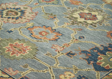 10x14 Blue, Rose, peach Color Hand Knotted Oushak Wool Arts and Crafts Oriental Rug