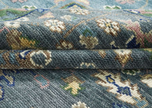 10x14 Blue, Navy, Green Color Hand Knotted Oushak Wool Arts and Crafts Oriental Rug