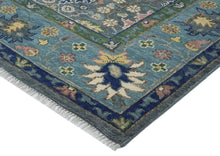 10x14 Blue, Navy, Green Color Hand Knotted Oushak Wool Arts and Crafts Oriental Rug