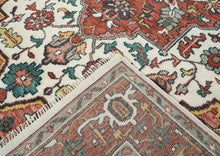 10x14 Rust, Ivory, Rose Color Hand Knotted Oushak Wool  Oriental Rug