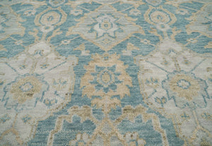 9x12 Aqua Hand Knotted Traditional Turkish Oushak 100% Wool Oriental Area Rug