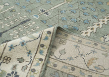 10x14 Celadon, Beige, Blue Color Hand Knotted Oushak Wool Transitional Oriental Rug