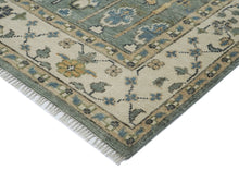 10x14 Slate, Beige, Brown Color Hand Knotted Oushak Wool Transitional Oriental Rug