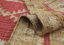 Multi Size Coral Beige Tan Color Hand Woven Kilim Jute Southwestern Oriental Rug