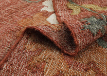Multi Size Rust Sage Ivory Color Hand Woven Kilim Jute Traditional Oriental Rug